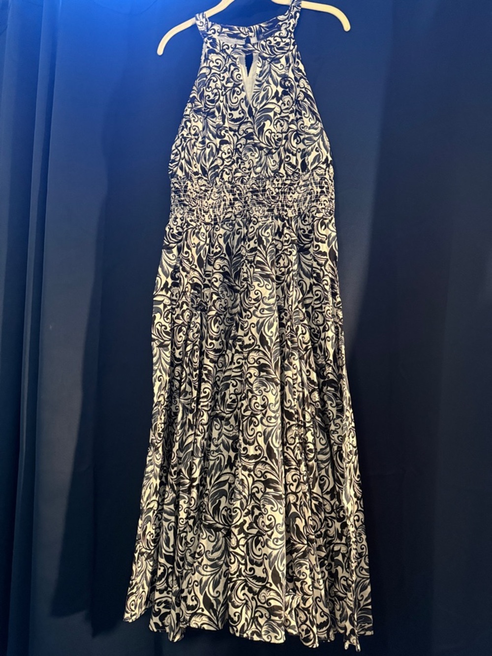 INC International Concepts Black and White Halter Maxi Dress